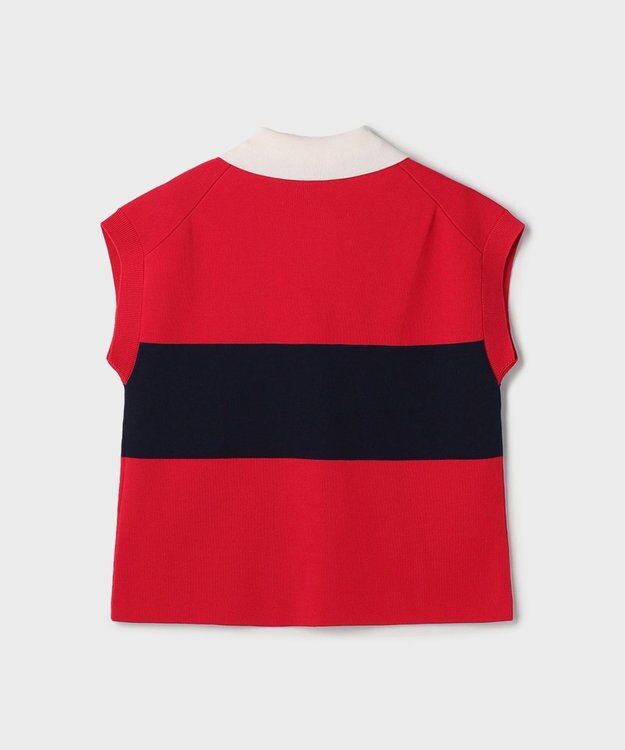 GRACE CONTINENTAL ラガーポロニットトップ レッド