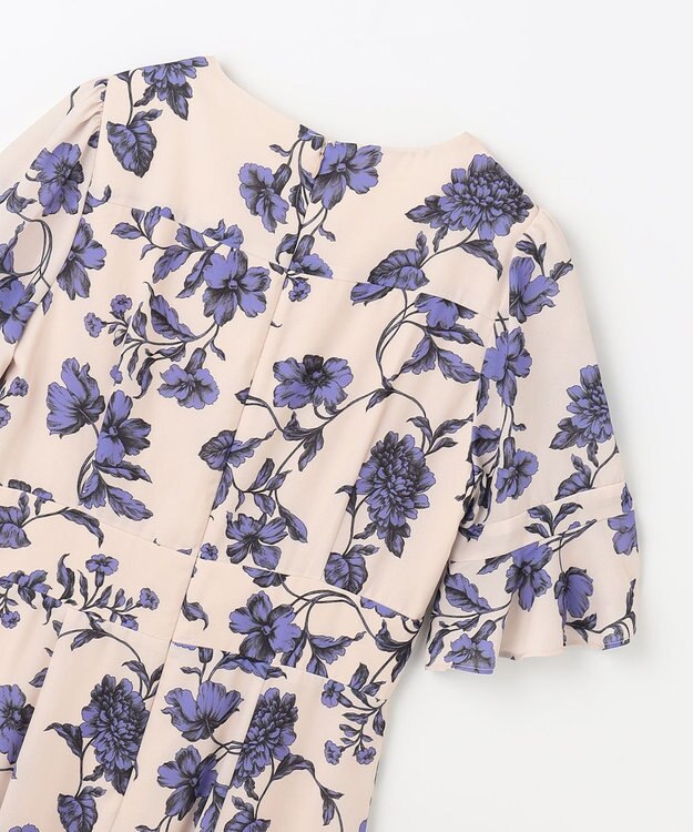 GRACE CONTINENTAL フラワープリントフレアワンピース ベージュ