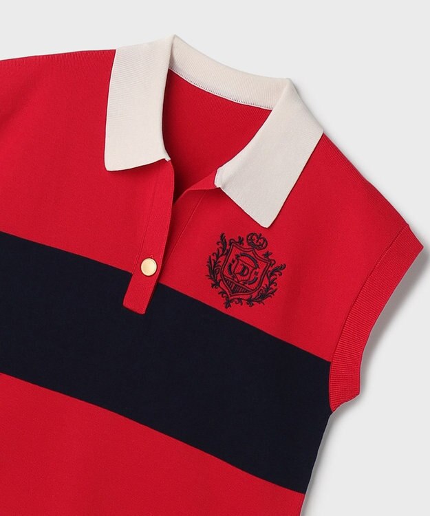 GRACE CONTINENTAL ラガーポロニットトップ レッド