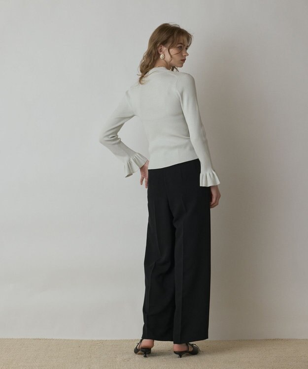 GRACE CONTINENTAL ラメリブニットトップ ホワイト