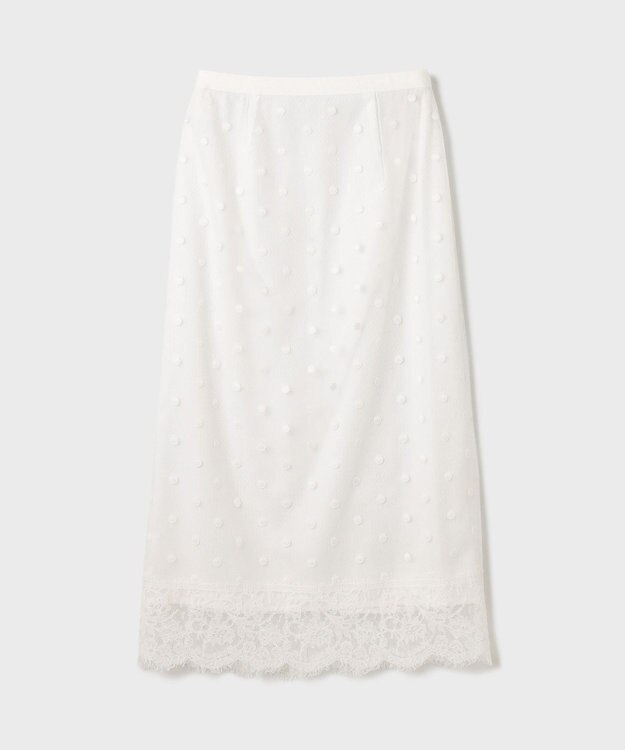 GRACE CONTINENTAL ドットチュールタイトスカート ホワイト
