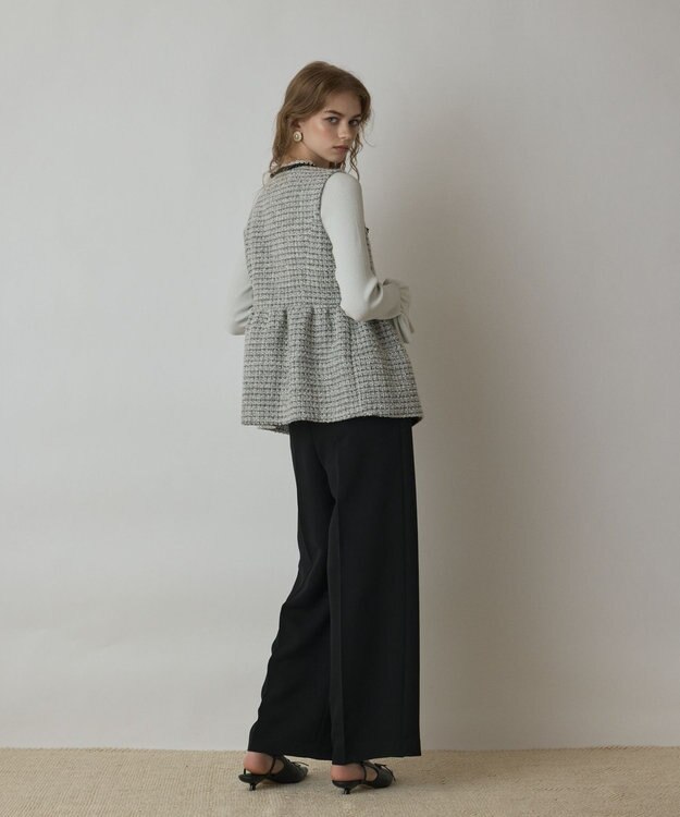 GRACE CONTINENTAL ツイードペプラムベスト ホワイト