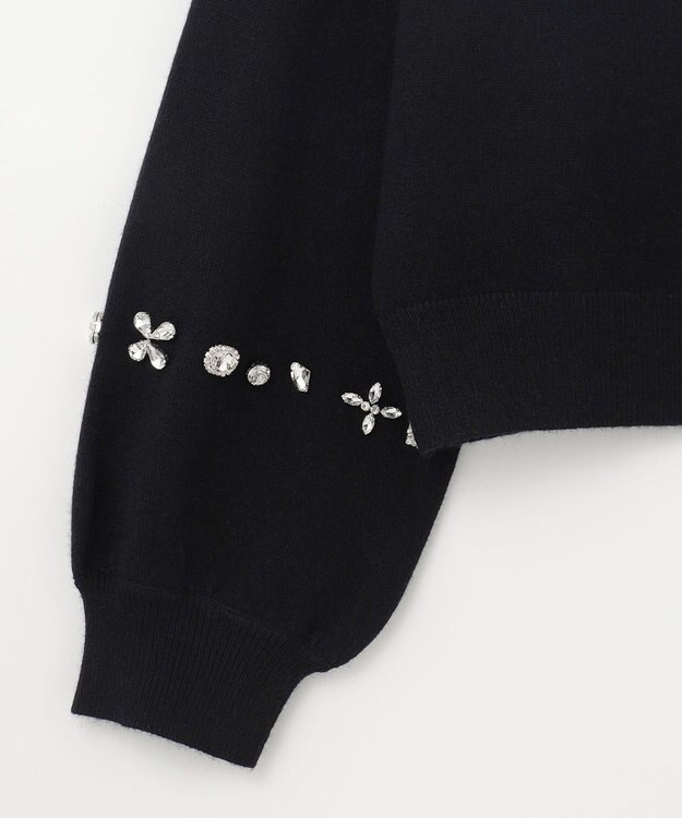 GRACE CONTINENTAL マルチビジューニットトップ ブラック