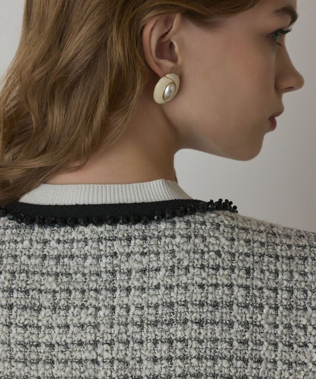 GRACE CONTINENTAL ツイードペプラムベスト ホワイト