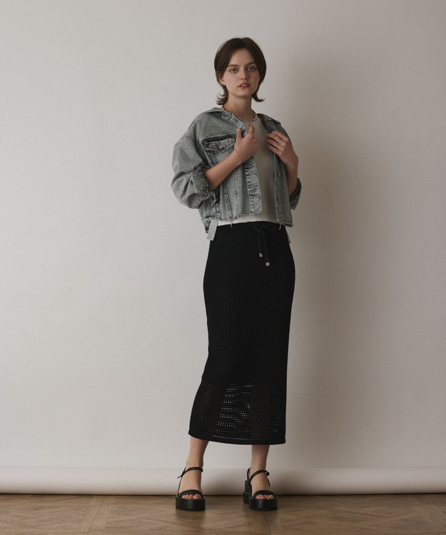 GRACE CONTINENTAL フードジップデニムジャケット グレー