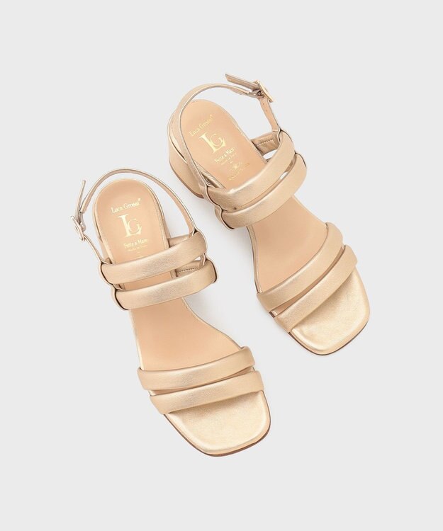 GRACE CONTINENTAL LUCA GROSSI ラインパフヒール ゴールド