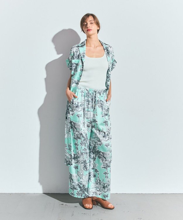 GRACE CONTINENTAL リゾートプリントイージーパンツ ミント