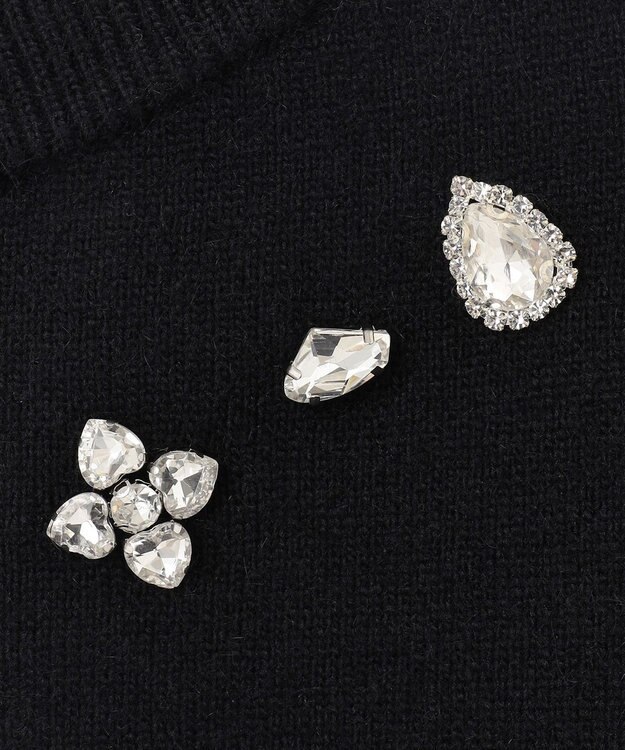 GRACE CONTINENTAL マルチビジューニットトップ ブラック