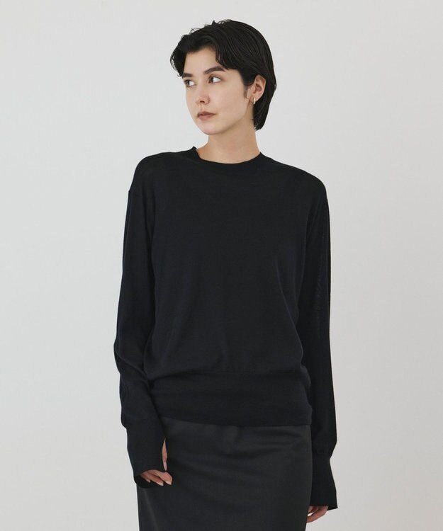 GRACE CONTINENTAL ウールシルククルーニットトップス ブラック