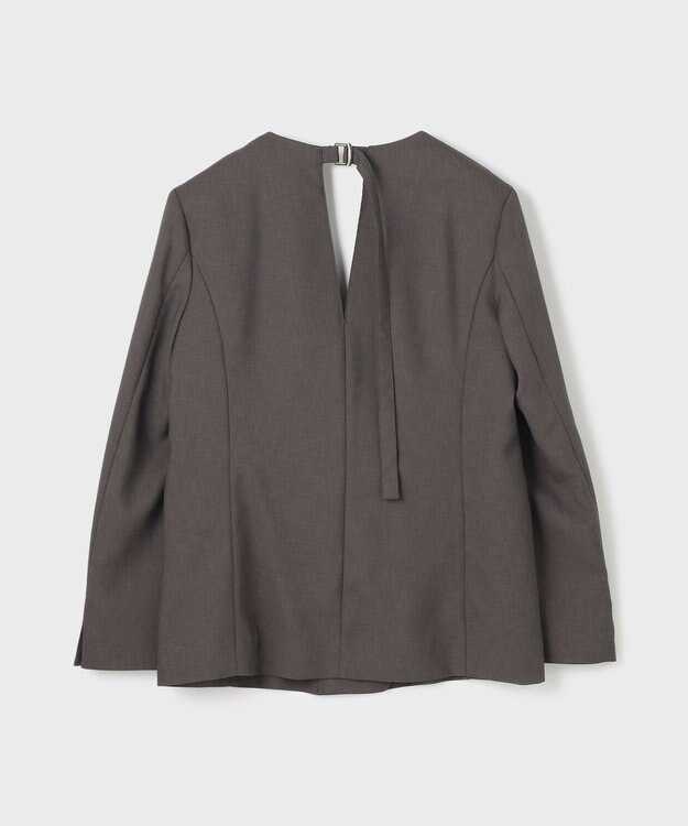 GRACE CONTINENTAL バックシャンノーカラージャケット チャコール