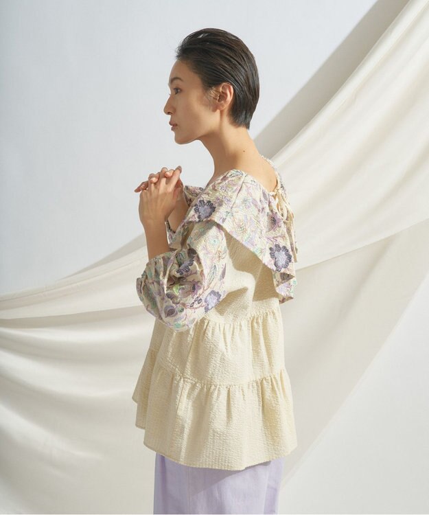 22SS グレースコンチネンタル  フラワー刺繍ティアードトップ フラワー刺繍トップ / GRACE CONTINENTAL | GRACE CONTINENTAL