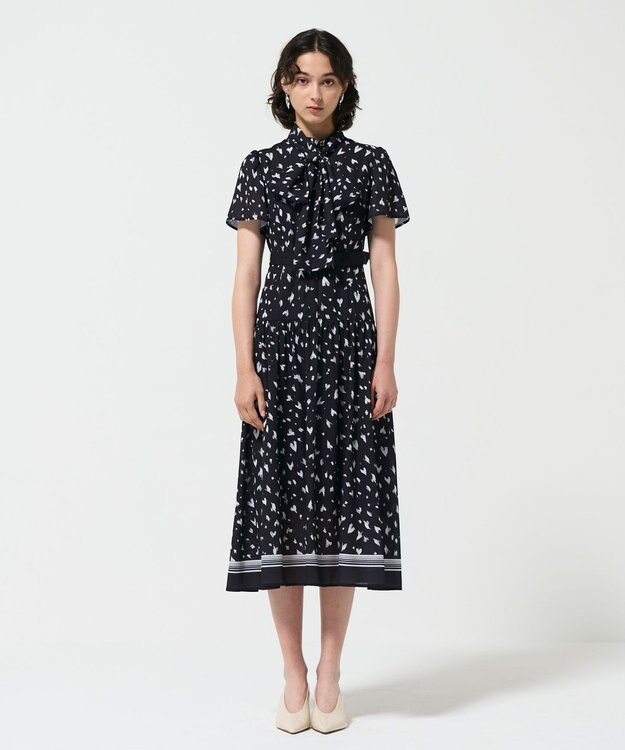 GRACE CONTINENTAL ハートレオパードプリントワンピース ブラック