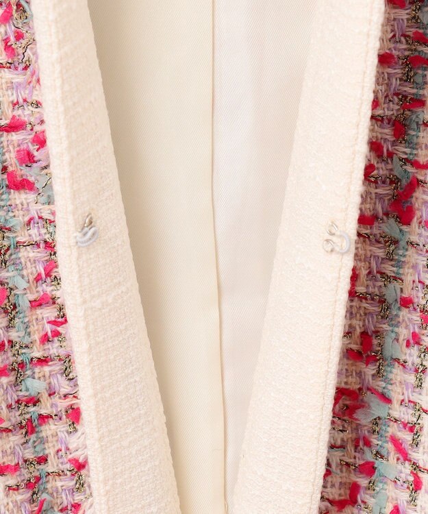 GRACE CONTINENTAL フリンジツイードジャケット ピンク