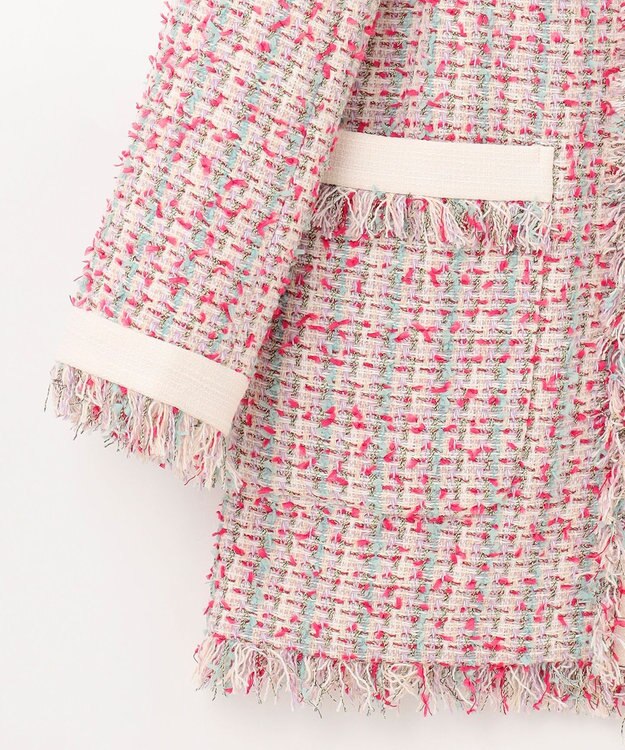 GRACE CONTINENTAL フリンジツイードジャケット ピンク