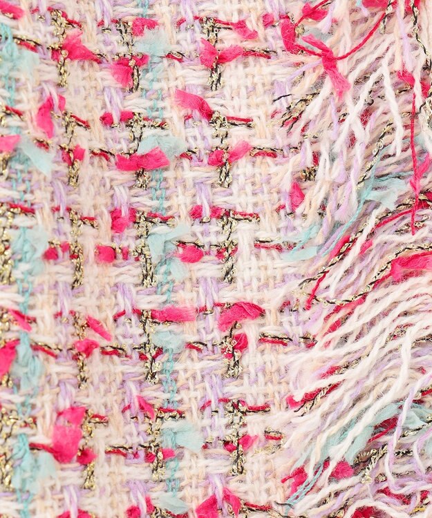 GRACE CONTINENTAL フリンジツイードジャケット ピンク