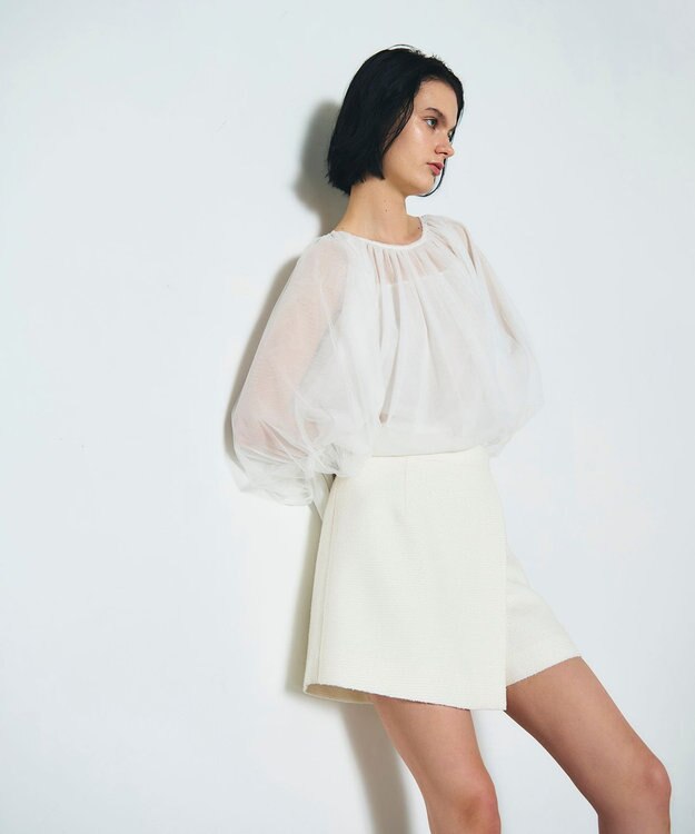 GRACE CONTINENTAL ツイードラップショートパンツ ホワイト