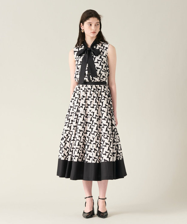 GRACE CONTINENTAL リボンプリントノースリーブトップ キナリ