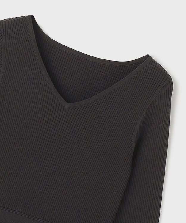 GRACE CONTINENTAL テープ刺繍ニットワンピース ブラック