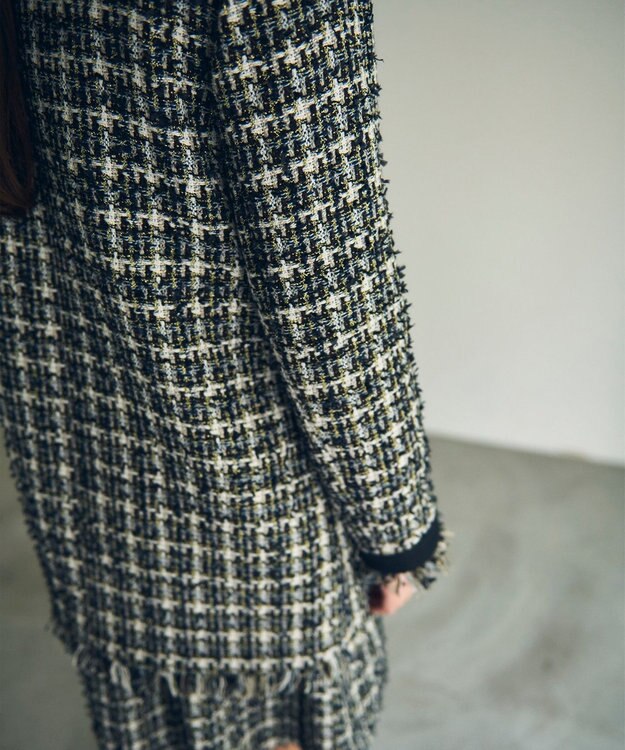 GRACE CONTINENTAL フリンジツイードジャケット ブラック