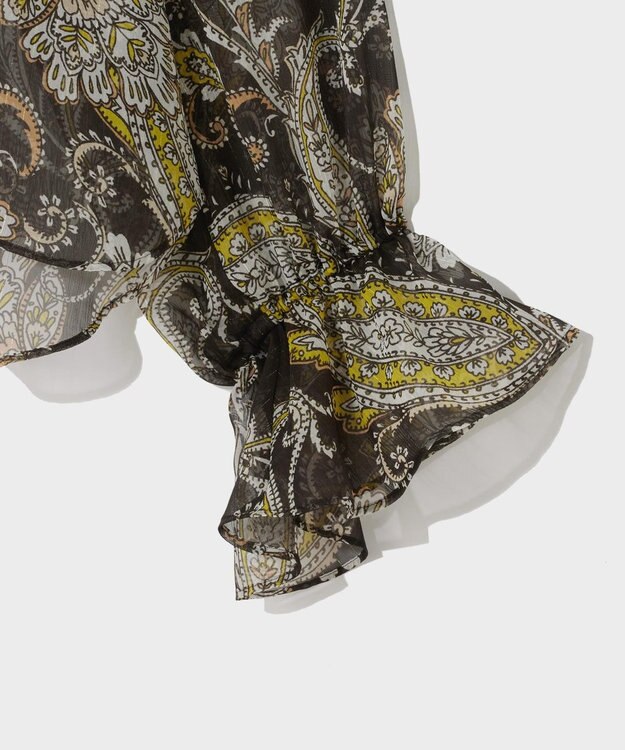 GRACE CONTINENTAL ラメストライププリントブラウス ブラウン