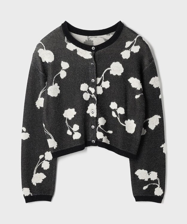 GRACE CONTINENTAL フクレジャガードニットカーディガン ブラック