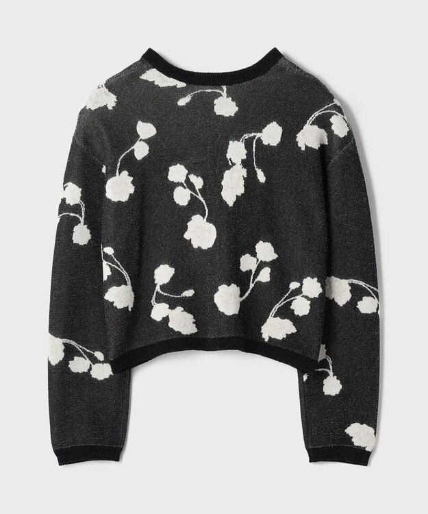 GRACE CONTINENTAL フクレジャガードニットカーディガン ブラック