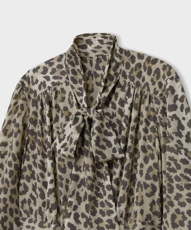 GRACE CONTINENTAL レオパードドレープドレス ベージュ