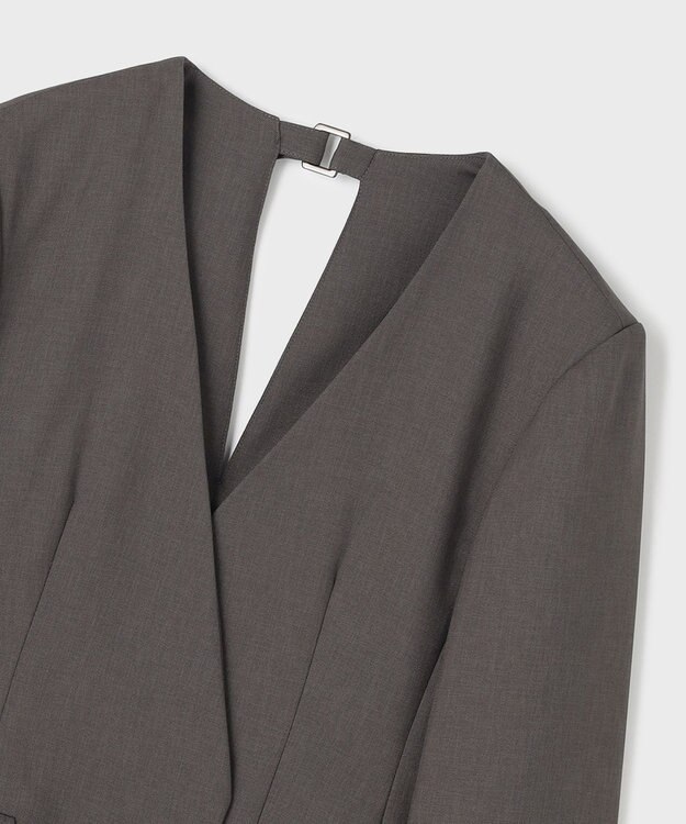 GRACE CONTINENTAL バックシャンノーカラージャケット チャコール