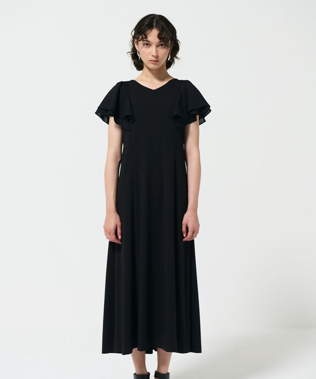 GRACE CONTINENTAL フリルスリーブカットワンピース ブラック