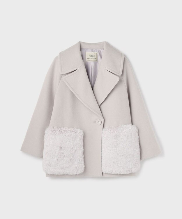 GRACE CONTINENTAL ファーポケットピーコート ベージュ