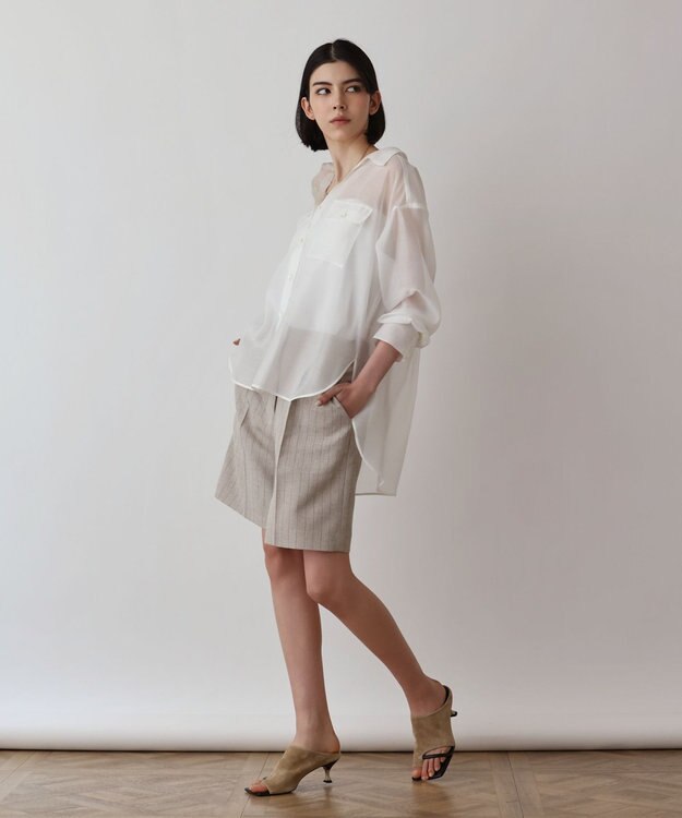 GRACE CONTINENTAL マットシアーシャツ ホワイト