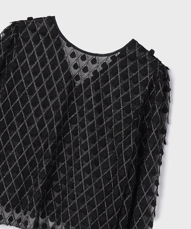 GRACE CONTINENTAL モチーフチュールブラウス ブラック