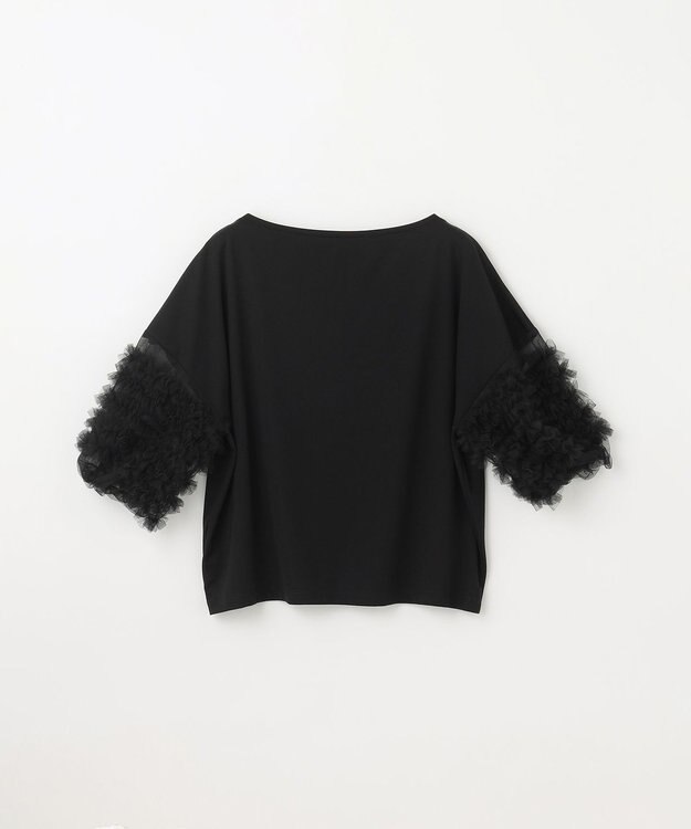 GRACE CONTINENTAL チュールフリルスリーブトップ ブラック