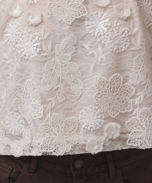 GRACE CONTINENTAL チュール刺繍トップ ホワイト