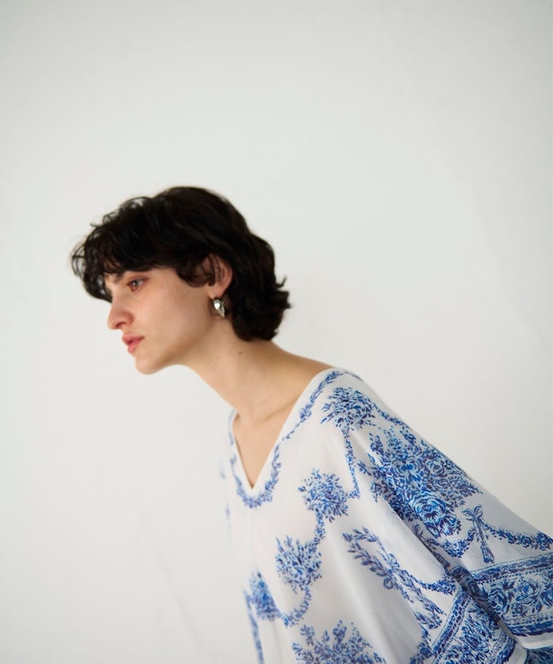 GRACE CONTINENTAL スカーフプリントポンチョトップ キナリ