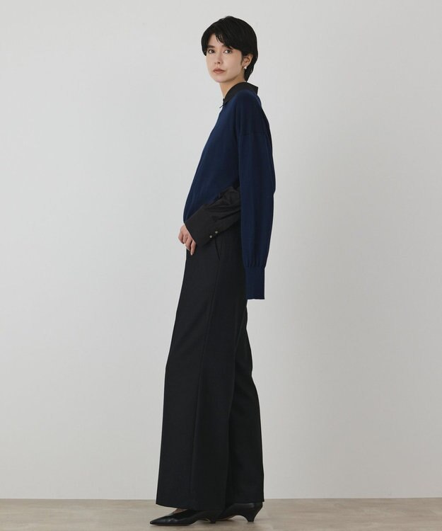 GRACE CONTINENTAL ウールスリットニットトップ ネイビー