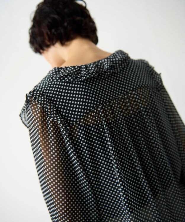 GRACE CONTINENTAL ドットラッフルブラウス ブラック
