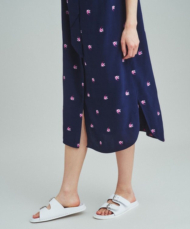 GRACE CONTINENTAL エンゼルフィッシュジャガードワンピース ネイビー