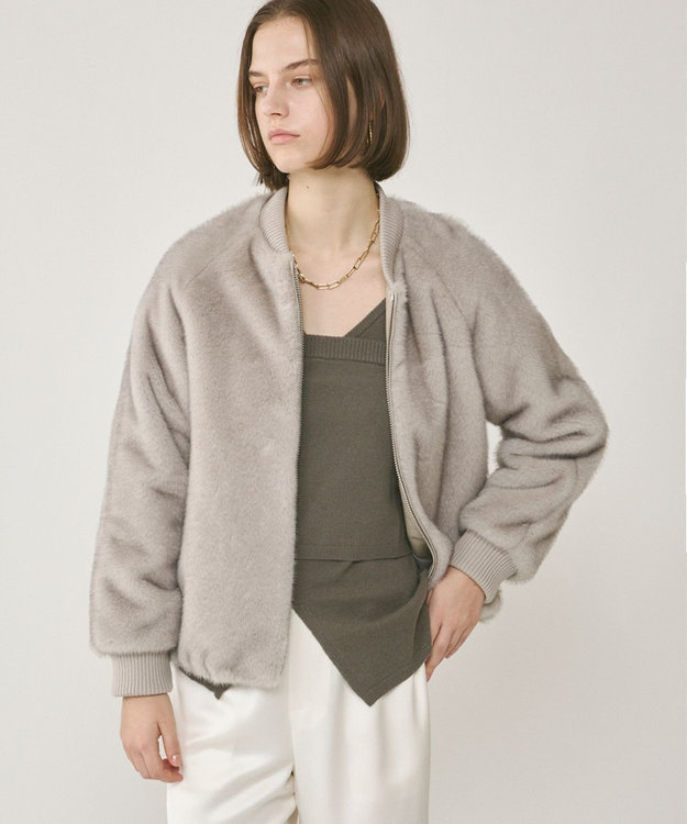 GRACE CONTINENTAL フェイクミンクファーブルゾン グレー