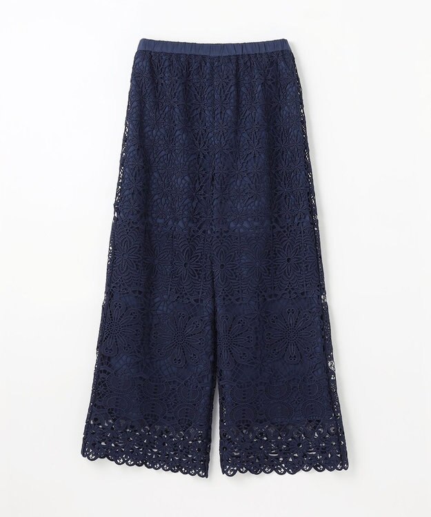 GRACE CONTINENTAL レースストレートパンツ ネイビー