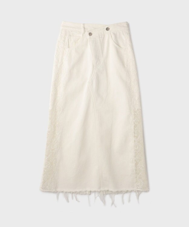 GRACE CONTINENTAL サイドレースデニムスカート ホワイト