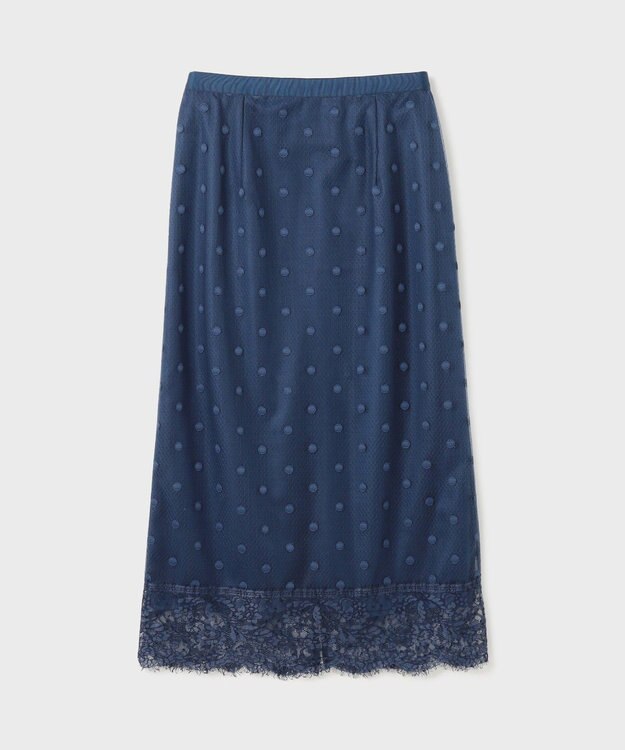 GRACE CONTINENTAL ドットチュールタイトスカート ブルー