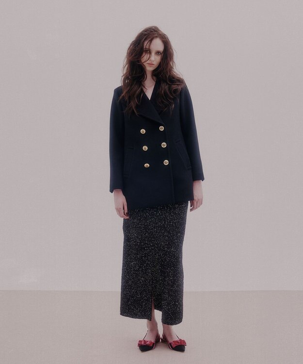 GRACE CONTINENTAL シャイニーニットロングスカート ブラック