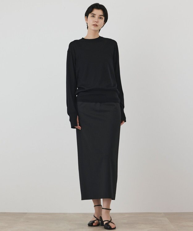 GRACE CONTINENTAL ウールシルククルーニットトップス ブラック