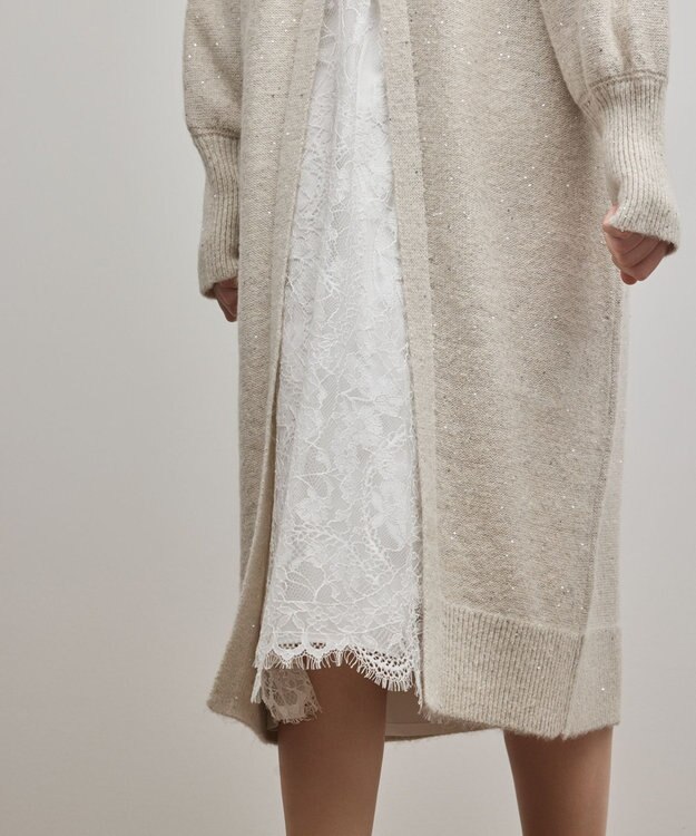 GRACE CONTINENTAL スパンコールニットワンピース ホワイト