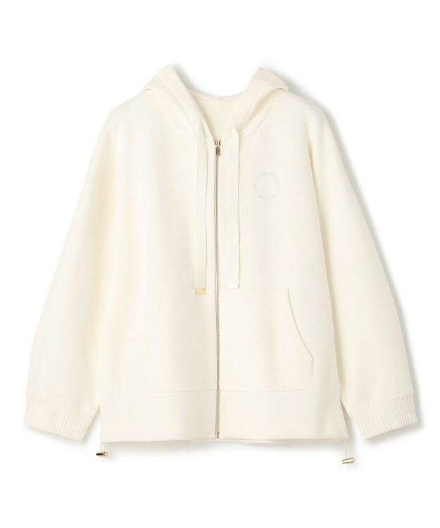 GRACE CONTINENTAL ロゴ刺繍ニットパーカー ホワイト