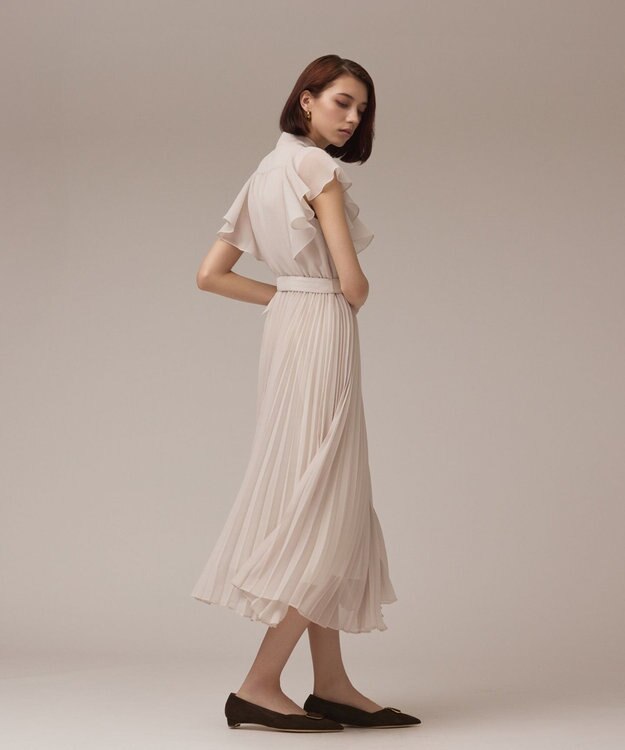GRACE CONTINENTAL ボウタイプリーツドレス ベージュ