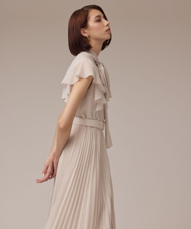 GRACE CONTINENTAL ボウタイプリーツドレス ベージュ