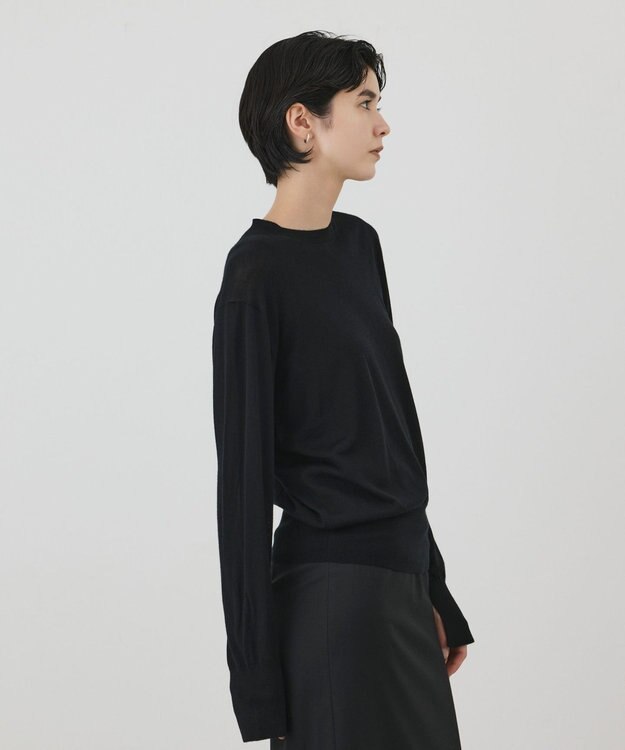 GRACE CONTINENTAL ウールシルククルーニットトップス ブラック
