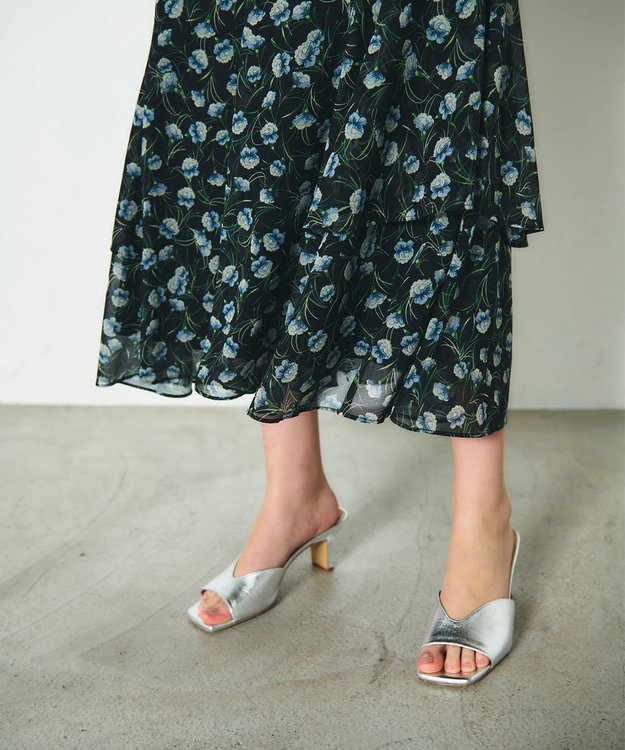 GRACE CONTINENTAL スモールフラワーマーメイドスカート ブラック